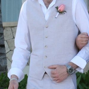 Men's Pants & Vest - Perry Ellis - Linen/Cotton